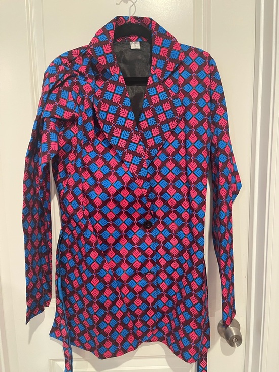 laddi Jackets & Blazers - African print Bright Geo-Print Women's Blouse Jacket - Pink & Blue